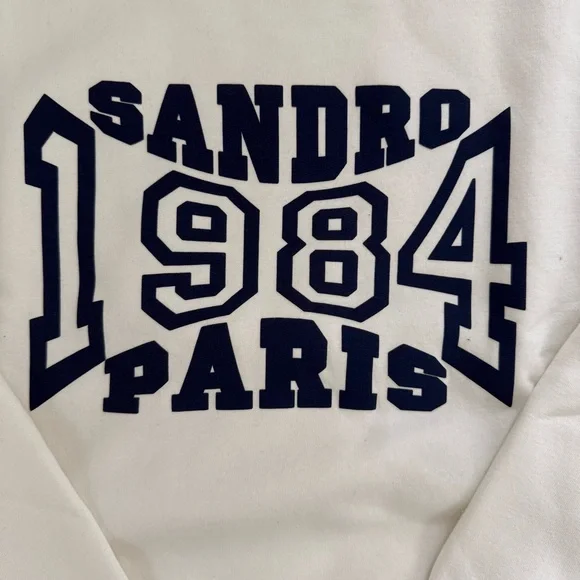 Sandro White Sweatshirt with Navy Print - Picture 2 of 6